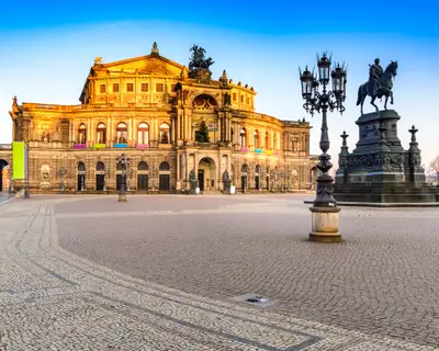 Dresden, Saxony. Opera house of Dresda, on a sunny day with blue sky. Germany landmark.