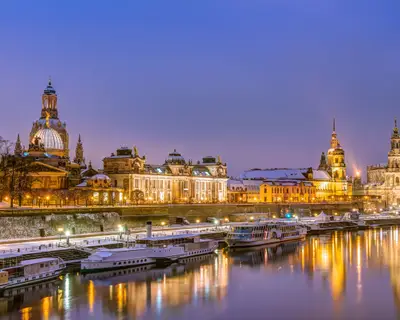 Dresden historic skyline in the old town in winter