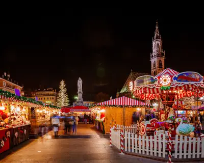 Carousel at the Christmas Market, Vipiteno, Sterzing, Bolzano, Trentino Alto Adige, Italy