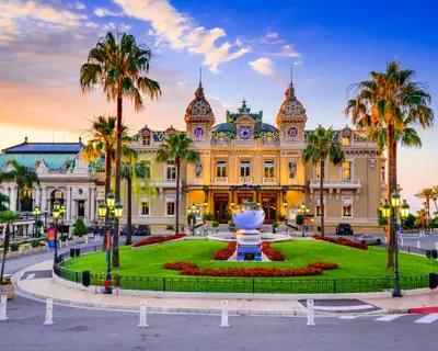 Monte Carlo, Monaco - July 2018 - The Monte Carlo Casino, gambling and entertainment complex in Monte Carlo, Monaco, Cote de Azur, Europe.