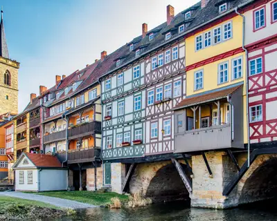 Blick Ansicht der Krämerbrücke Erfurt