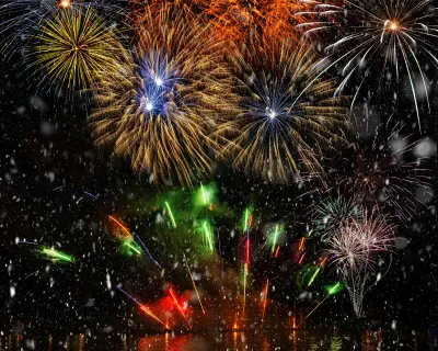 Fireworks over the city of Siena, Toscany